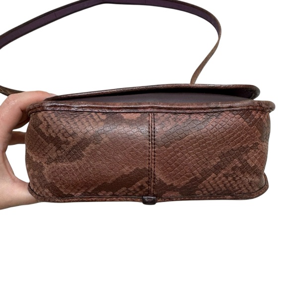 Coach Patricia Saddle Bag Python Embossed Flap Brown Leather Crossbody D1780 - Picture 7 of 15
